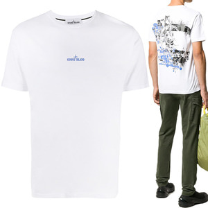 -국내배송-스톤아일랜드 백 로고 페인팅 티셔츠 2NS81 화이트